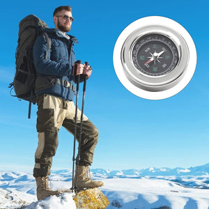 Portable Pocket Compass, Mini Orienteering Compass Magnetic Compass 80 mm Camping Survival Compass for Camping Hiking for Outdoor (Silver White)