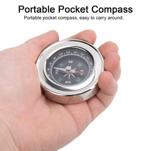 Portable Pocket Compass, Mini Orienteering Compass Magnetic Compass 80 mm Camping Survival Compass for Camping Hiking for Outdoor (Silver White)