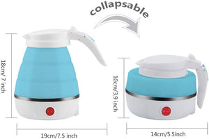 Electric Foldable Kettle, 600ml Food Grade Silicone Folding Kettle for Home Outdoor Camping Hiking,Boil Dry Protection Portable 240V