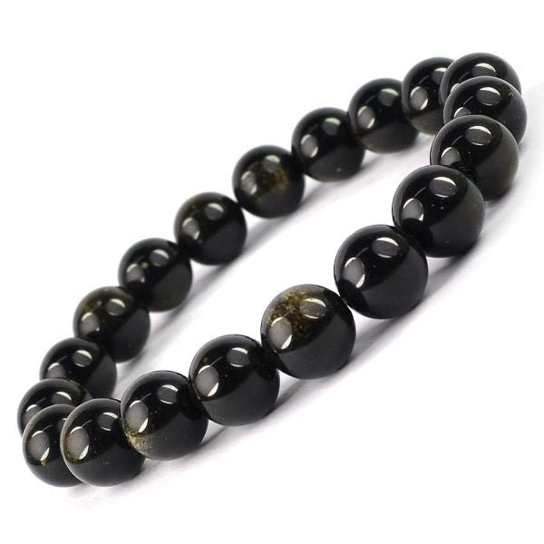 Natural Black Obsidian Bracelet Crystal Stone 6 mm Beads Bracelet Round Shape for Reiki Healing and Crystal Healing Stone Semi Precious Gemstones Stretchable Bracelet