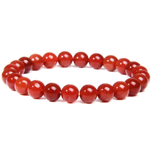 Natural Red Onyx Bracelet Crystal Stone 8 mm Beads Bracelet Round Shape for Reiki Healing and Crystal Healing Stone Semi Precious Gemstones Stretchable Bracelet