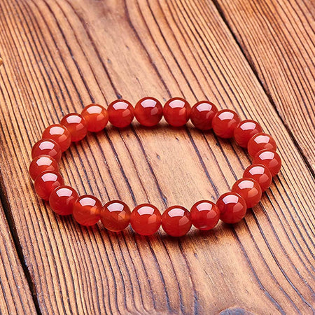 Natural Red Onyx Bracelet Crystal Stone 8 mm Beads Bracelet Round Shape for Reiki Healing and Crystal Healing Stone Semi Precious Gemstones Stretchable Bracelet