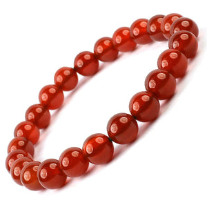 Natural Red Onyx Bracelet Crystal Stone 8 mm Beads Bracelet Round Shape for Reiki Healing and Crystal Healing Stone Semi Precious Gemstones Stretchable Bracelet