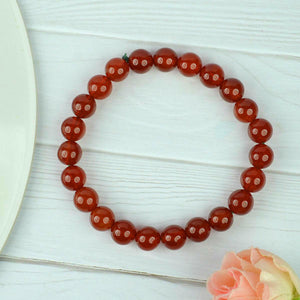 Natural Red Onyx Bracelet Crystal Stone 8 mm Beads Bracelet Round Shape for Reiki Healing and Crystal Healing Stone Semi Precious Gemstones Stretchable Bracelet