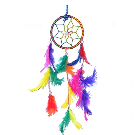 Dream Catcher Wall Hanging, Multi Colour Handmade 8 cm Diameter