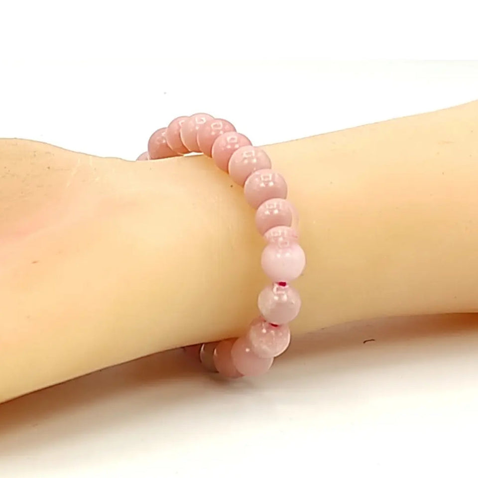 Pink Opal Bracelet for Love and Passion 8 mm Beads Bracelet Round Shape for Reiki Healing and Crystal Healing Stone Semi Precious Gemstones Stretchable Bracelet