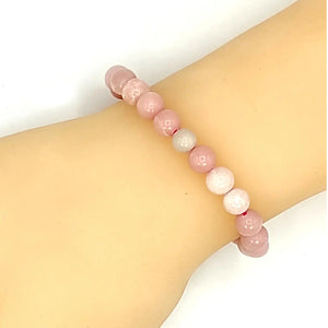 Pink Opal Bracelet for Love and Passion 6 mm Beads Bracelet Round Shape for Reiki Healing and Crystal Healing Stone Semi Precious Gemstones Stretchable Bracelet