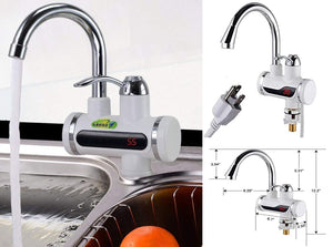 Instant Electric Water Heating Faucet Tap Geyser for kitchen bathroom Sink, Water Heater Faucet Tap made of ABS plastic + Refined Copper (white)