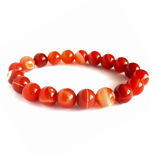 Red Sulemani / Botswana Agate Bracelet 8 mm Beads Stretchable Bracelet Round Shape for Reiki Healing and Crystal Semi Precious Gemstone