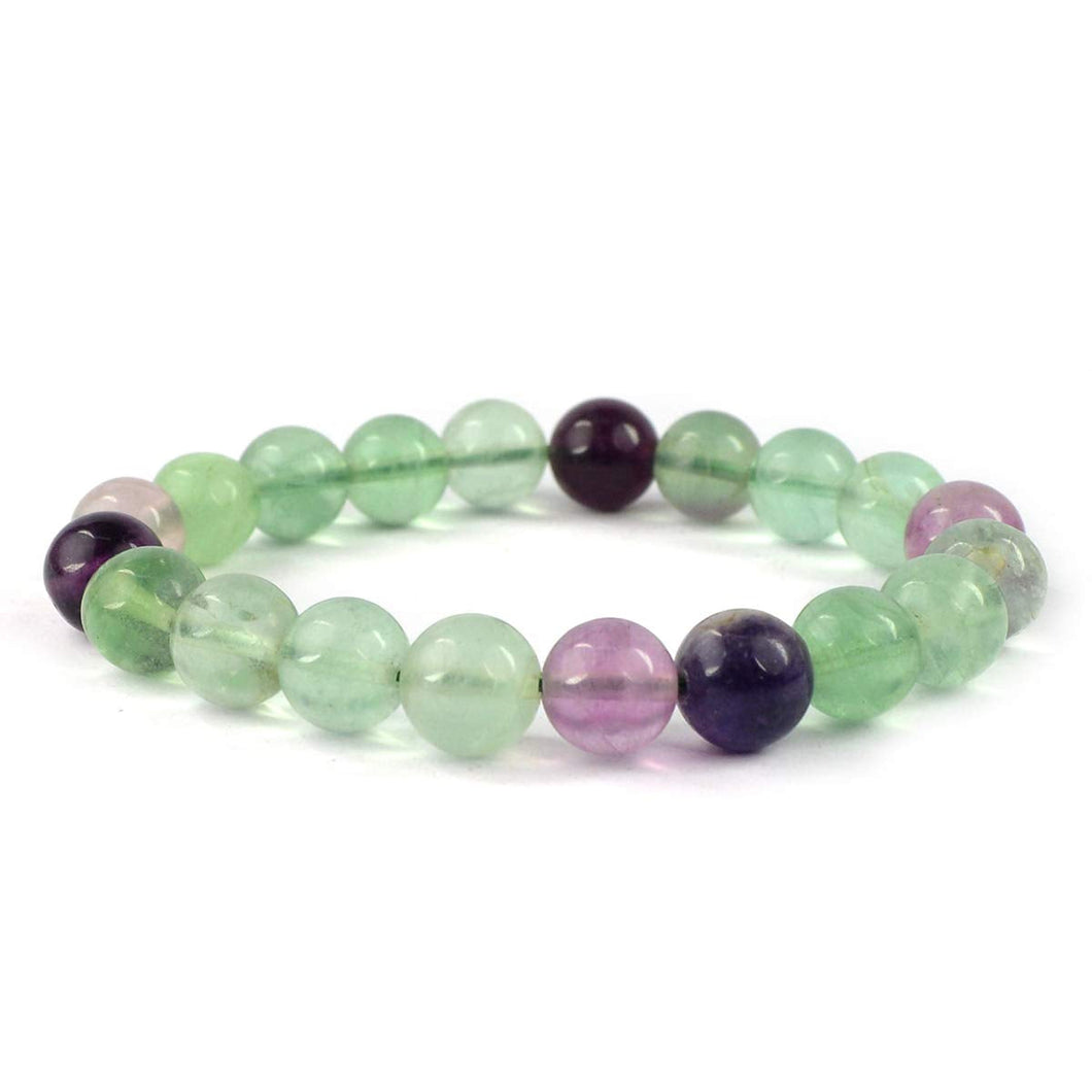 Natural Multi Fluorite Bracelet 6 mm Beads Bracelet Round Shape for Reiki Healing and Crystal Healing Stone Semi Precious Gemstones Stretchable Bracelet