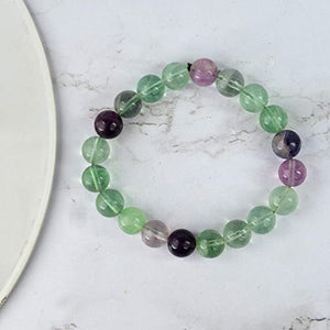 Natural Multi Fluorite Bracelet 6 mm Beads Bracelet Round Shape for Reiki Healing and Crystal Healing Stone Semi Precious Gemstones Stretchable Bracelet