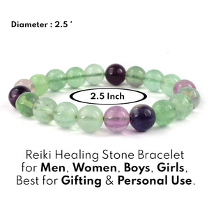 Natural Multi Fluorite Bracelet 6 mm Beads Bracelet Round Shape for Reiki Healing and Crystal Healing Stone Semi Precious Gemstones Stretchable Bracelet