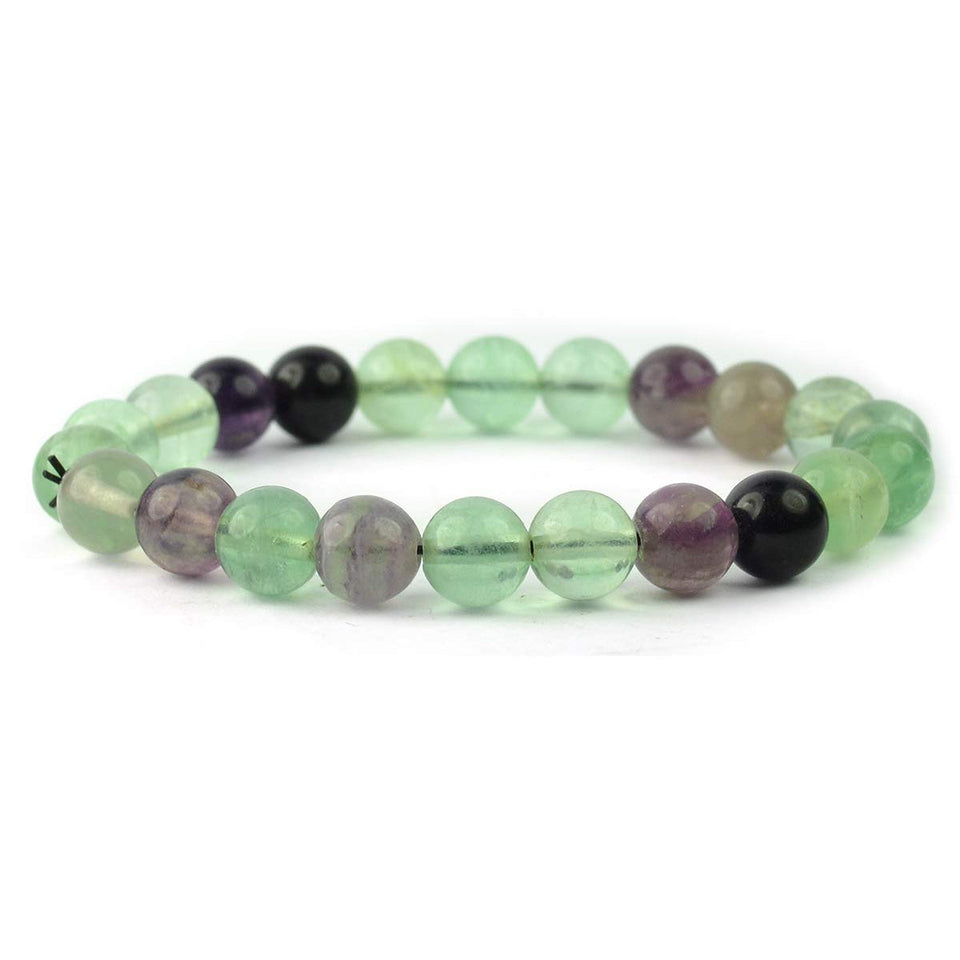 Natural Multi Fluorite Bracelet 6 mm Beads Bracelet Round Shape for Reiki Healing and Crystal Healing Stone Semi Precious Gemstones Stretchable Bracelet