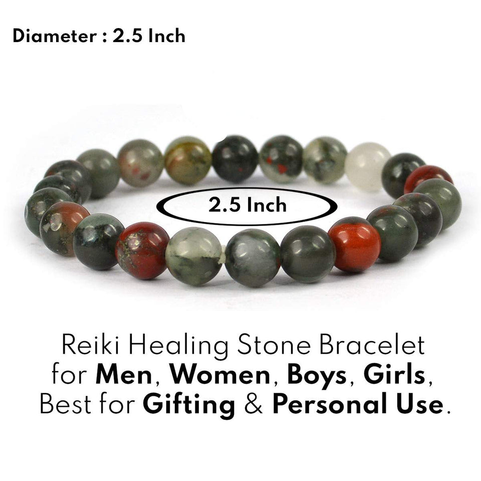 Natural Bloodstone Bracelet 8 mm Beads Bracelet Round Shape for Reiki Healing and Crystal Healing Stone Semi Precious Gemstones Stretchable Bracelet