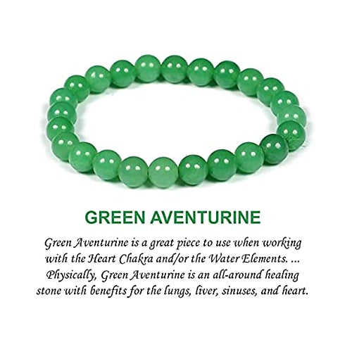 Natural Green Aventurine Bracelet 8 mm Beads Bracelet Round Shape for Reiki Healing and Crystal Healing Stone Semi Precious Gemstones Stretchable Bracelet