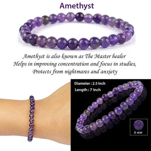 Amethyst 8 mm Crystal Stone Beads Natural Charm Bracelet Reiki Healing for Men and Women