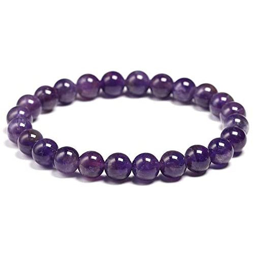 Amethyst 8 mm Crystal Stone Beads Natural Charm Bracelet Reiki Healing for Men and Women