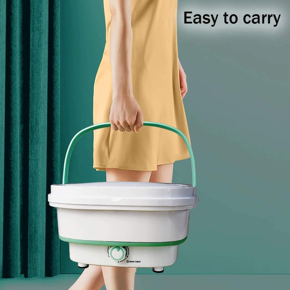 Mini Folding Washing Machine Portable, Foldable Compact Ultrasonic Small Automatic Electric Powered Cleaning Washer for Travel Home Business Trip