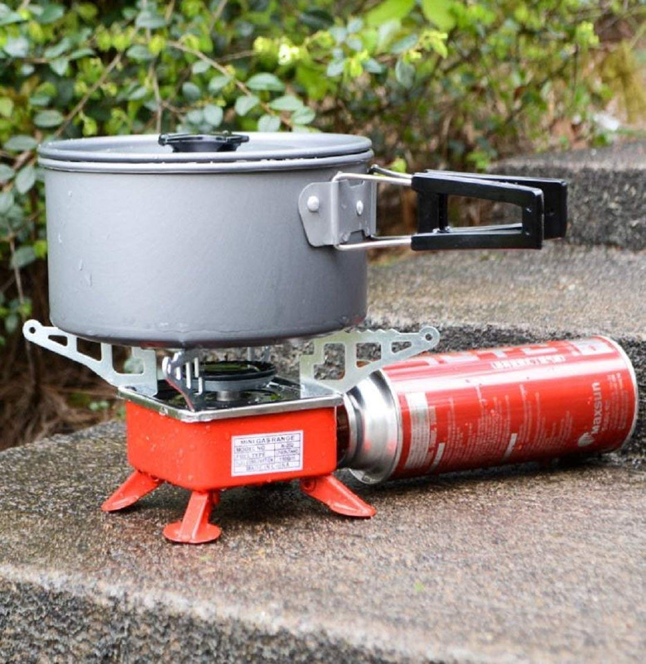 Portable Gas Stove Folding Easy to carry Butane Burner Camping Stove Folding Furnace Stove travelling Steel Cooking Stove with Storage Bag