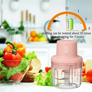 Electric Mini Garlic Chopper Portable Mini Chopper with USB Charging, Powerful Small Food Processor Garlic Masher Blender For Spice Meat Vegetable Nuts 250 ML