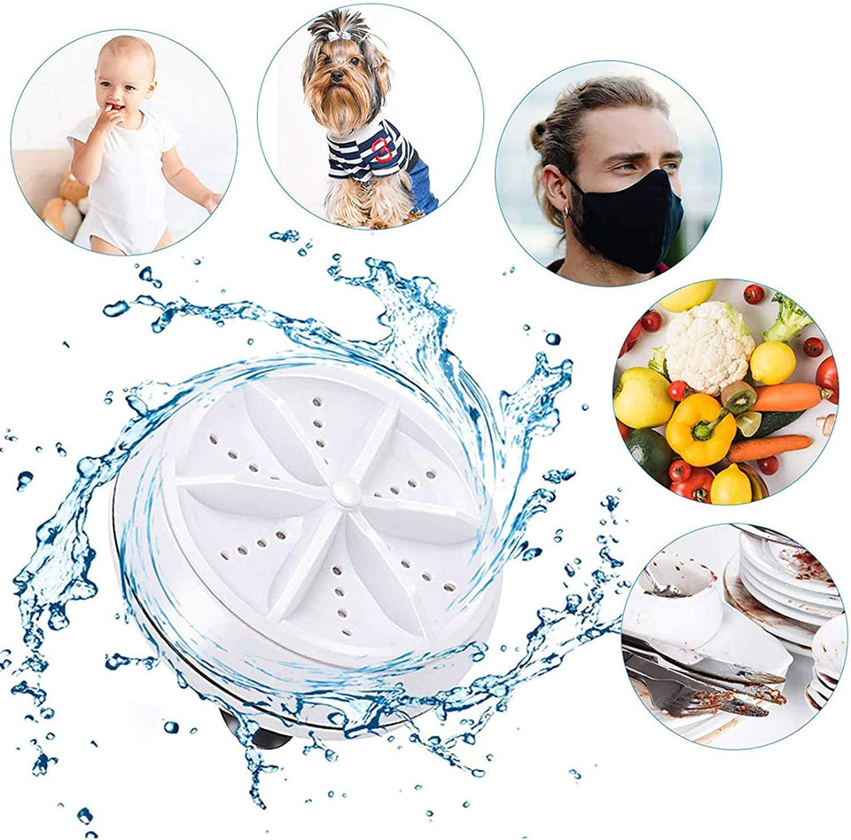 Mini Washing Machine Portable Personal Rotating Ultrasonic Turbine Washer Adjustable