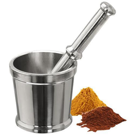 Steel Khalbatta Okhli Masher, Mortar and Pestle Set -1 - Mash Hard Spice - halfrate.in