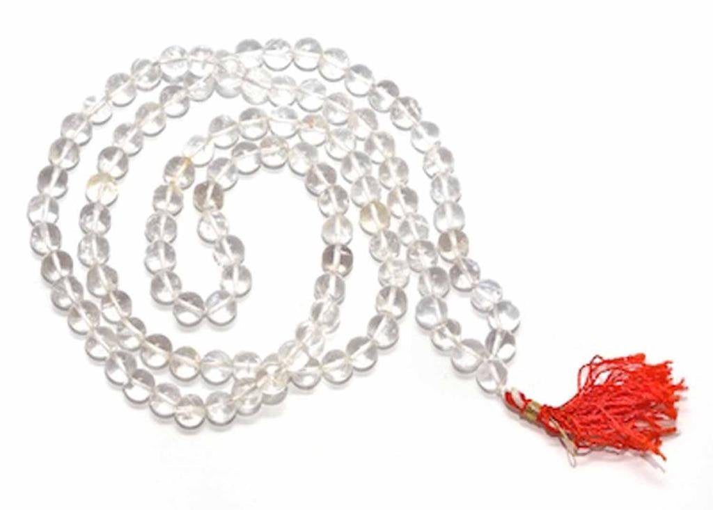 Original Crystal Quartz Mala 108+1 Round Beads safetik mala 8mm