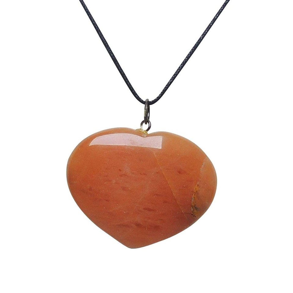 Carnelian Pendant Heart Shape Crystal Stone Pendant for Reiki Healing and Crystal Healing Stone Pendant