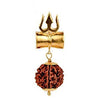 Shiv Shakti Kavach - 5 Mukhi Rudraksha Trishul Damru (Damaru) Locket/Pendant in Rudraksha Fancy mala - halfrate.in